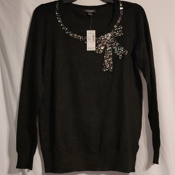 Dress Barn Sweaters - ROZ & ALI Black Long Sleeve Cardigan Sweater